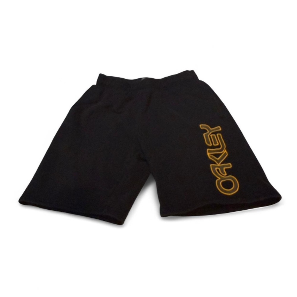 Oakley Men’s Black Athletic Shorts with Gold Logo Script